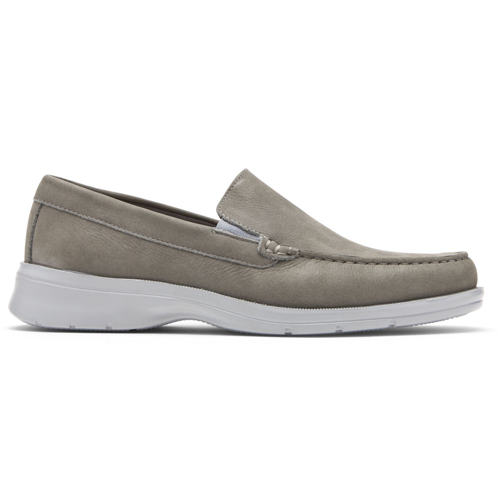 Rockport Men's Palmer Venetian Slip-Ons Loafers - Grey - USA (9302WFKSB)